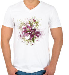 printfashion liliom1 - Férfi V-nyakú póló - Fehér (1701469)