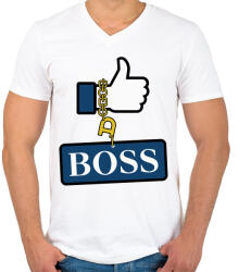 printfashion like a BOSS - Férfi V-nyakú póló - Fehér (3264546)