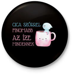 printfashion Cica szőrrel finomabb - Bögre - Kitűző, hűtőmágnes - Fekete (7022356)