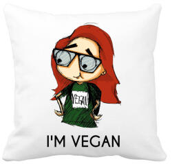 printfashion I m vegan - Párnahuzat, Díszpárnahuzat - Fehér (1004602)