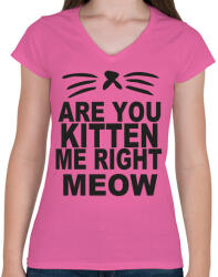 printfashion Cicózol velem? meoww - Női V-nyakú póló - Rózsaszín (2234860)