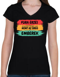 printfashion Fura érzés ugyanannyi évesnek lenni, mint az öreg emberek - születésnapra - Női V-nyakú póló - Fekete (12029425)