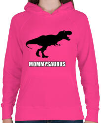 printfashion T-rex család - Mommysaurus - Női kapucnis pulóver - Fukszia (13851667)