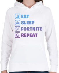 printfashion Eat-Sleep-Fortnite-Repeat - Női kapucnis pulóver - Fehér (937664)
