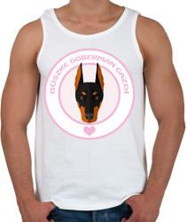 printfashion Büszke gazdi: Doberman - Férfi atléta - Fehér (1937021)