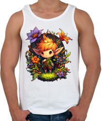 printfashion Cuki manógyerek virágokkal - Férfi atléta - Fehér (16107405)