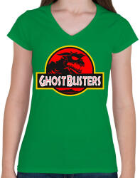 printfashion Ghostbusters - Női V-nyakú póló - Zöld (2211178)