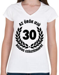 printfashion Örök ifjú - Női V-nyakú póló - Fehér (2796607)
