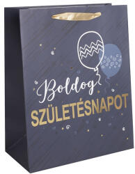 IRIS "Boldog születésnapot" sötét kék/arany papírtasak matt 26x32 cm 370066