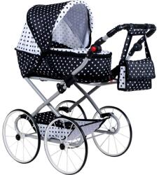 New Baby Cărucior retro pentru păpuși 2 în 1 Natálka alb-negru (29157)