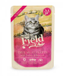 Sam's Field True Meat Fillets for kittens - Pulyka & Brokkoli alutasakos eledel 85g