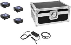 EUROLITE Set 4x AKKU Flat Light 3 bk + Charger + Case