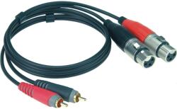 KLOTZ - XLR-RCA dupla kábel, 1 m - Klotz aranyozott RCA - Amphenol XLR3F csatlakozók, + PCU201-Z fekete kábel