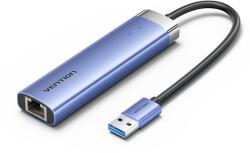 Vention USB 3.0 to USB 3.0 x 3/RJ45/USB-C Hub 0.15M Blue Aluminum Alloy Type (TGFSB)
