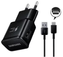 Samsung gyári hálózati fekete gyorstöltő 2A, 15W + USB - Type-C adatkábel, 1m