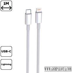 Cellect Adatkábel Type-C to Lightning 1m/3A, Fehér (MDCU-TYPEC-LIGHTN-W) - gsmpalota