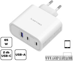 Cellect Hálózati gyorstöltő adapter 65W USB-A és C csatlakozóval, Fehér (MTCB-PD65W-W)