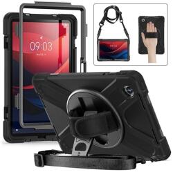 Gigapack Lenovo Tab M11 (TB330) defender műanyag telefonvédő (ütésállóság, kitámasztó, 360° + kézpánt, vállpánt) fekete (GP-158863)