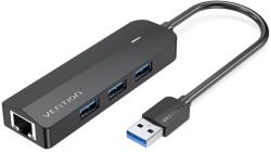 Vention 3-Port USB 3.0 Hub with Gigabit Ethernet Adapter, 0.15M - fekete (CHNBB)