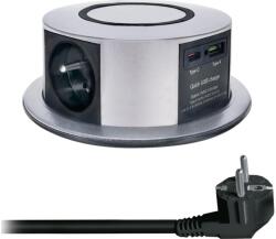 Solight Solight PP120CW-PD20- Aljzatoszlop asztallaphoz Qi-vel 3x230V+1xUSB-A+1xUSB-C SL1568 (SL1568)