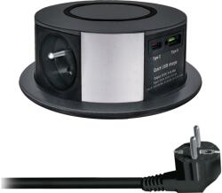 Solight Solight PP120CW-PD20-B-Aljzatoszlop asztallaphoz Qi-vel 3x230V+1xUSB-A+1xUSB-C SL1569 (SL1569)