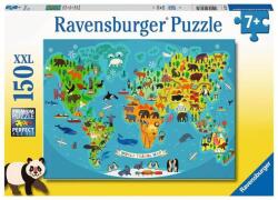 Ravensburger 13287 - Állatos világtérkép - 150 db-os XXL puzzle (13287)