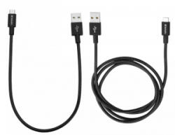 Verbatim MicroUSB - USB-A adat- és töltőkábel 100cm és 30cm fekete (48875) (48875)