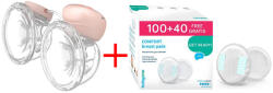 BabyOno Twinny 1002 - 296/140 Mellszívó - Elektromos, Viselhető, Dupla, 100 Plusz, 40 db Melltartóbetéttel
