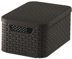 Keter Rattan hatású kosár tetővel, 6l, barna, CURVER, "Style S (CSCR7SBT) - primatinta