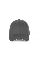 K-UP Uniszex sapka K-UP KP185 Cap With Contrasting Sandwich peak - 6panels -Egy méret, Dark Grey/Light Grey