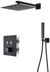  Zuhanycsap szett, Blackswan, M149 típus, matt fekete modell, 2 utas és termosztáttal, mérete 30 cm