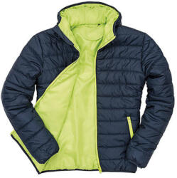 Result Férfi Kabát Kapucnis Hosszú ujjú Result Padded Jacket -M, Sötétkék/Lime