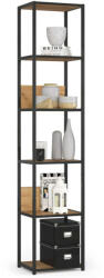 AKORD Loft Fém Polcrendszer - 6 Polc - 40x32x192 cm - Fekete/Craft Tölgy (REGMETCZARCRACL400)