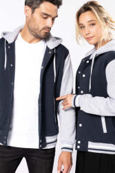 Kariban Uniszex pulóver Kariban KA4003 Teddy Jacket With Hood -XS, Navy/Oxford Grey/White