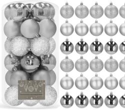 SPRINGOS Karácsonyfa gömbök 6 cm 30 db - ezüst (CA0007)