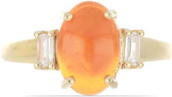  Elegáns Narancssárga Opál Gyűrű - Aranyozott Ezüst