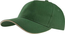 K-UP Uniszex sapka K-UP KP124 Sandwich peak Cap - 5 panels -Egy méret, Forest Green/Beige