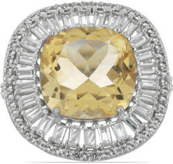  Ural Citrin Ezüst Gyűrű - Fehér Topázzal - 11.93 ct