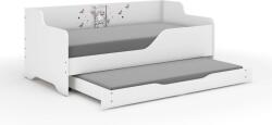  LILU gyerekágy laminált oldallal 160x80cm matraccal és ágyazható ágyneműtartóval benne 140x70 cm matraccal - hintázó lány