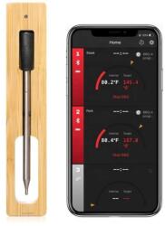 Clausteel Professzionális konyhai hőmérő SMART CLAUSTEEL, vezeték nélküli hőmérsékletmérés, Bluetooth 5.2, IOS és Android kompatibilis alkalmazás, IP68, vízálló, távirányító, ideális serpenyőhöz, sütőh (MAN99)