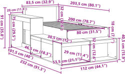 vidaXL Fenyőfa Ágykeret - 80x200 cm (3309757)