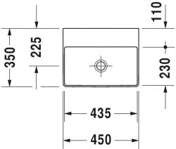 Duravit DuraSquare Kézmosó - Falra Szerelhető - 450 mm - Fehér
