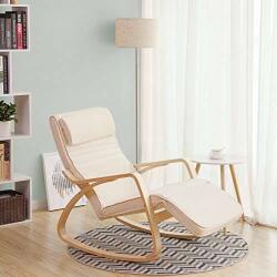 SONGMICS Hintaszék, nyírfából készült pihenő fotel, kényelmes relax fotel, bézs (LYY10M)