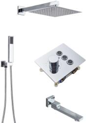  Zuhanycsap készlet, Blackswan, M190 típus, króm modell, 3 utas, termosztáttal és mozgatható csappal, mérete 40 cm