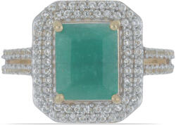 Smaragd Gyűrű - Aranyozott Ezüst - 3.98 Karát