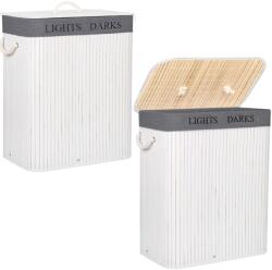 Springos bambusz Szennyeskosár, 2 részes, 100L - Fehér, Szürke (HA0070)