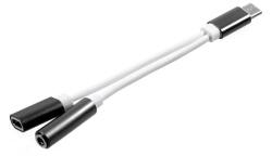 Gigapack Audió adapter és töltőkábel (elosztó, Type-C + 3.5mm jack aljzat - Type-C) FEKETE GP-75943 (GP-75943)