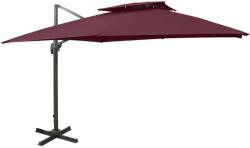 vidaXL Konzolos Napernyő - Dupla Tető - 300x300 cm - Bordó (312380)
