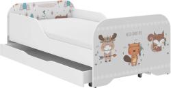 Wooden Toys Pătuț pentru copii MIKI 140x70cm cu saltea și spațiu de depozitare pentru lenjerie de pat - Erdős