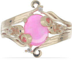  Pink Opál és Fehér Topáz Gyűrű - Aranyozott Ezüst - pepita - 92 380 Ft